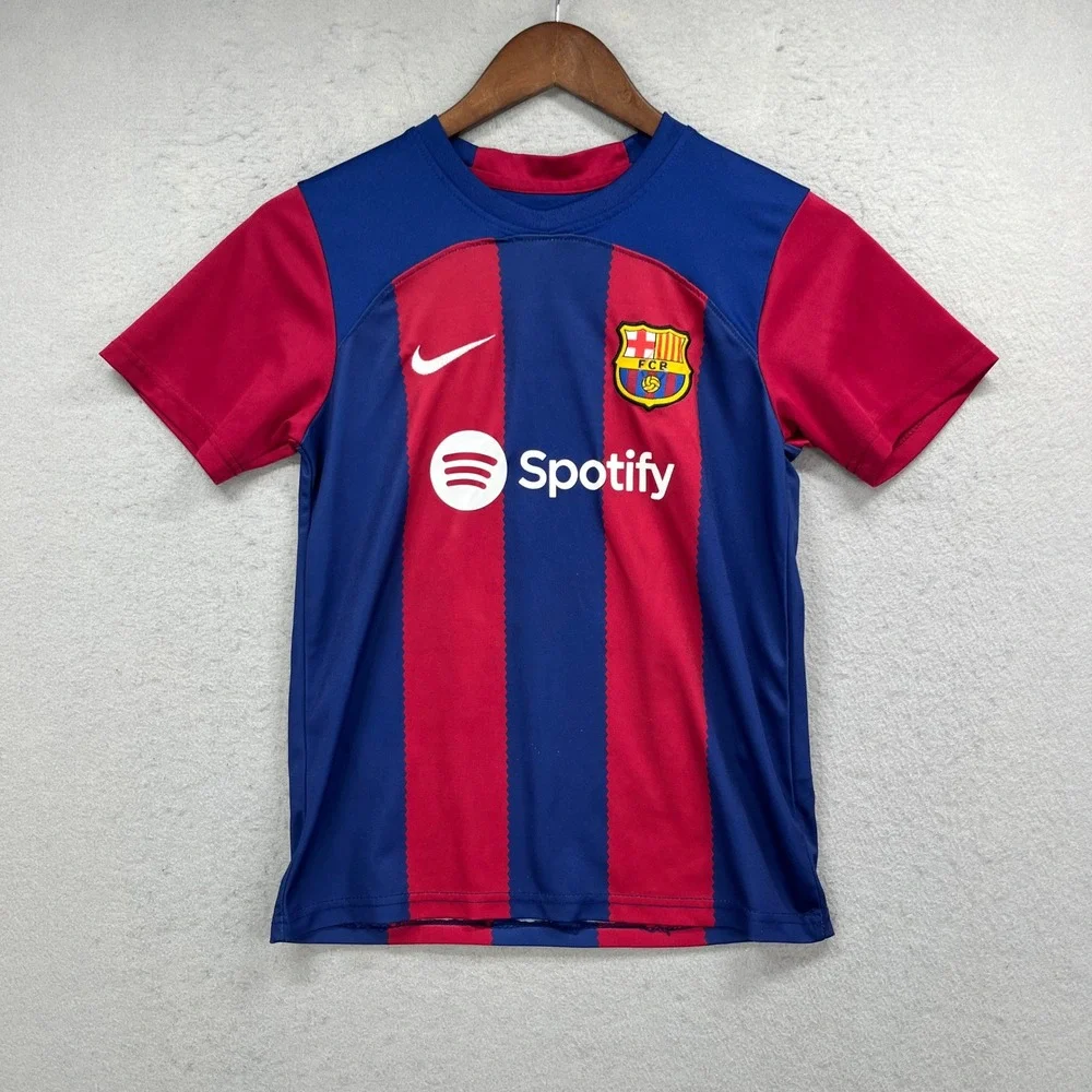 Pedri 8 Nike Soccer Jersey Kids Size 24 Blue Red Spotify FC Barcelona Football